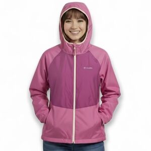 NWOT Columbia Color Block Jacket Large Flash Forward II Hooded Windbreaker Pink